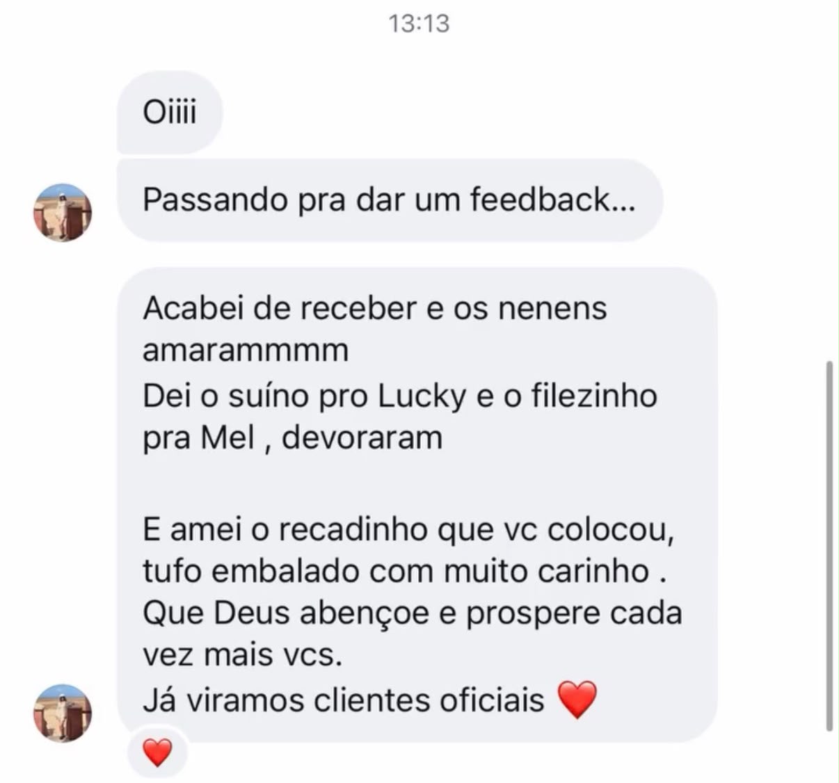 Avaliação de cliente FOZY 14